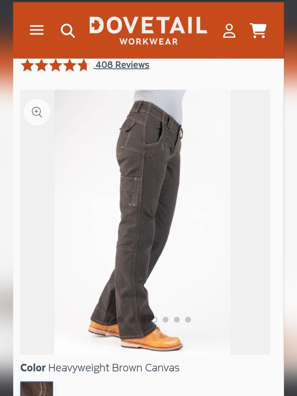 Dovetail Workwear 'Day Construct' Womens Canvas Work Pants Size 10 /Inseam 30